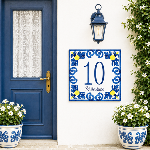 Numero Civico Personalizzato in Ceramica 15x15 cm – Targa Casa in ceramica – Handmade Italy  P10