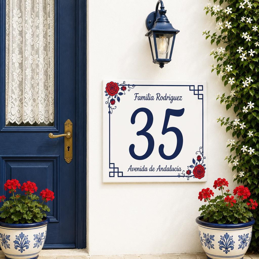 Numero Civico Personalizzato in Ceramica 15x15 cm – Targa Casa in ceramica – Handmade Italy  P11