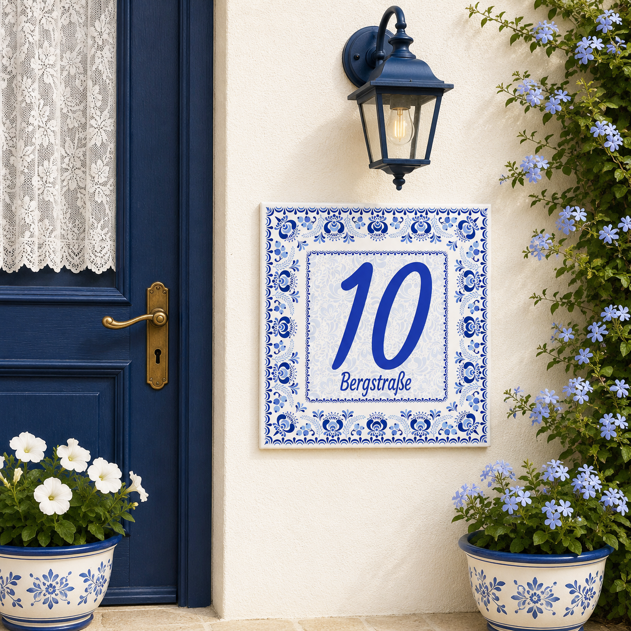 Numero Civico Personalizzato in Ceramica 15x15 cm – Targa Casa in ceramica – Handmade Italy  P12