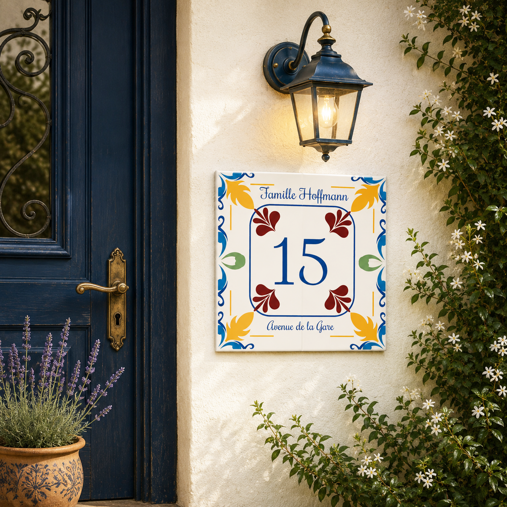 Numero Civico Personalizzato in Ceramica 15x15 cm – Targa Casa in ceramica – Handmade Italy  P15