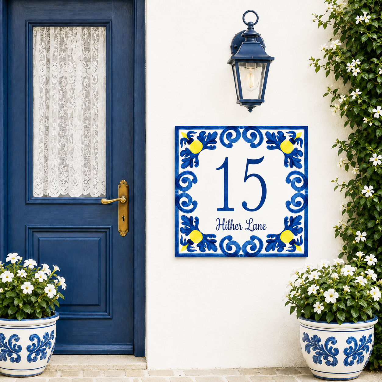 Numero Civico Personalizzato in Ceramica 15x15 cm – Targa Casa in ceramica – Handmade Italy  P10