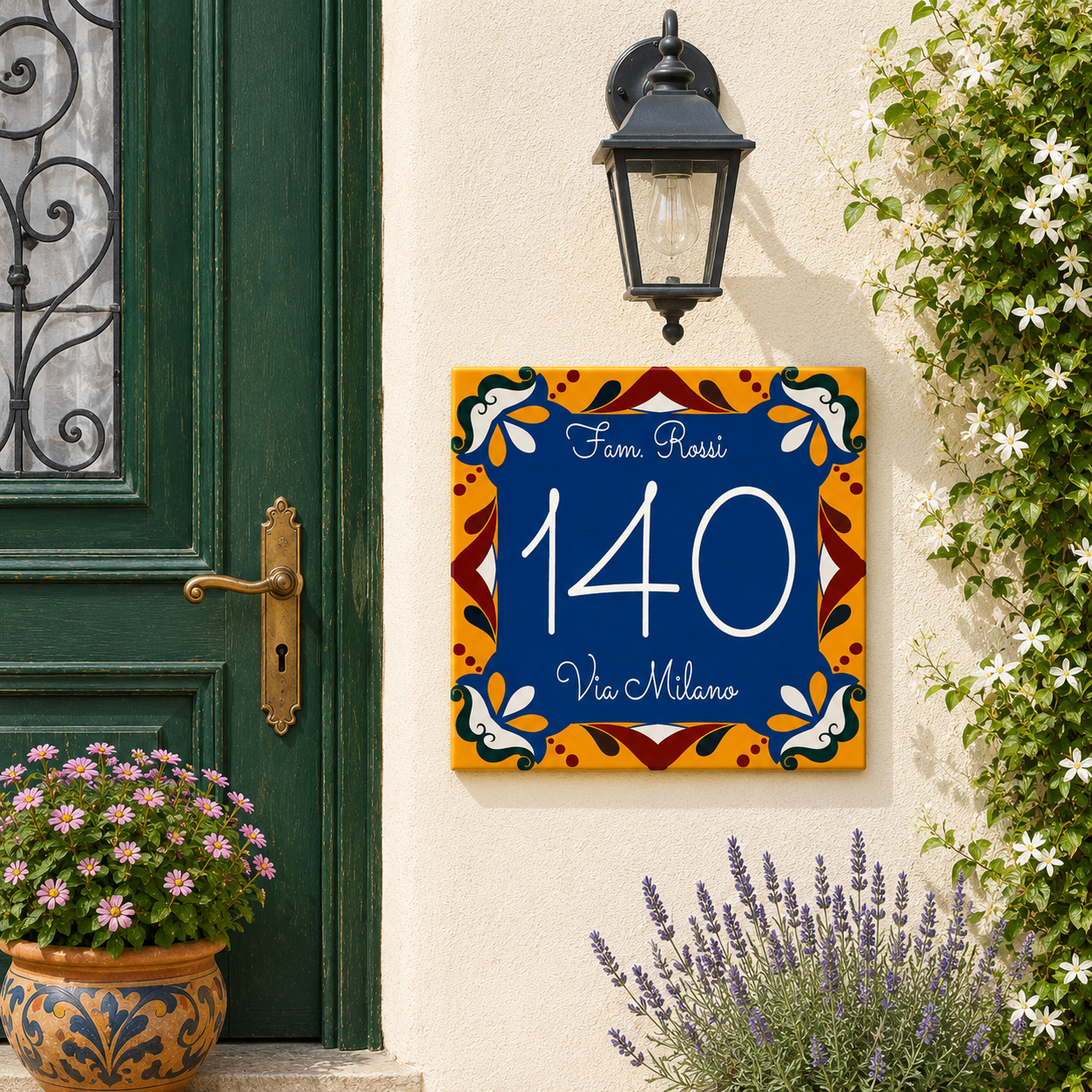 Numero Civico Personalizzato in Ceramica 15x15 cm – Targa Casa in ceramica – Handmade Italy  P16