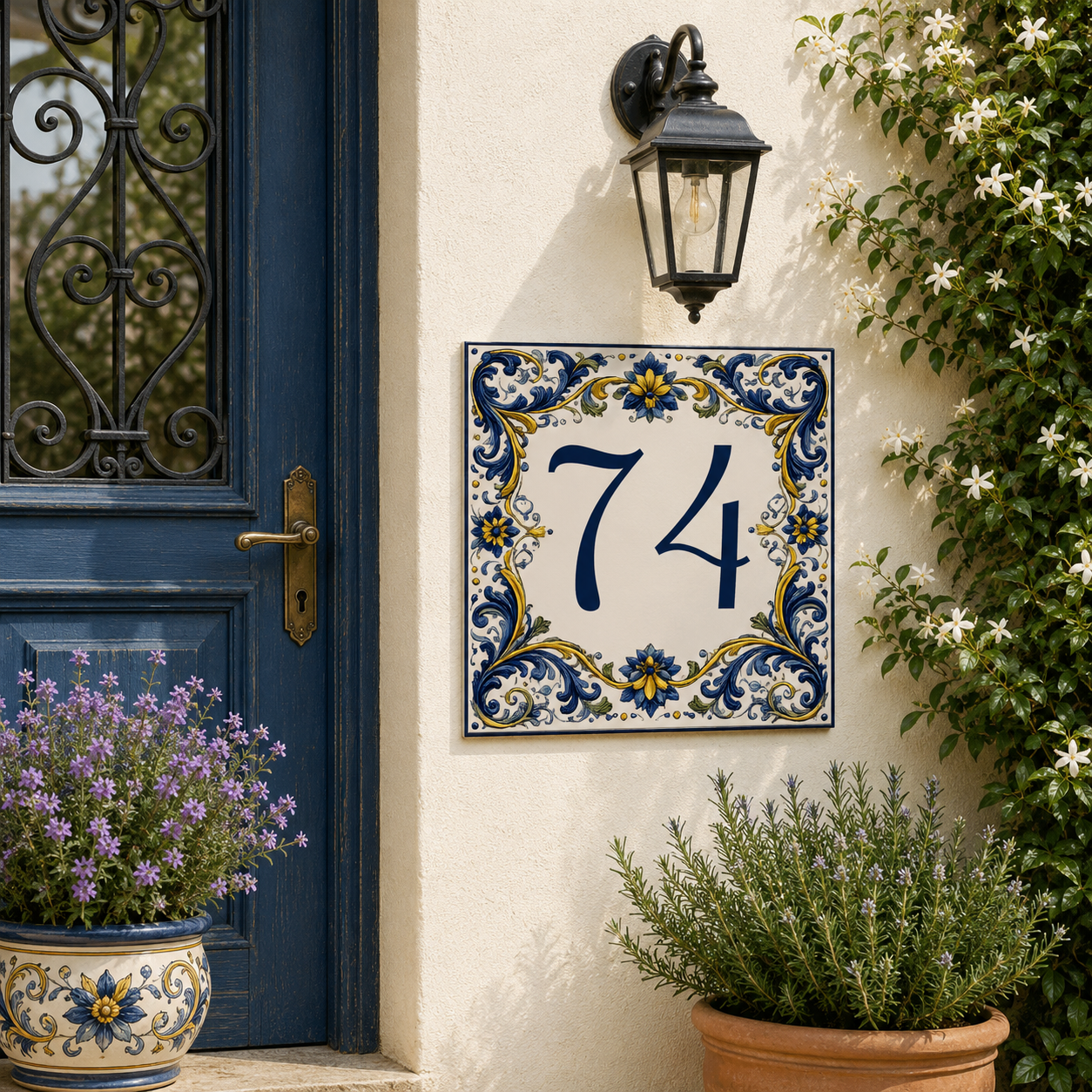 Numero Civico Personalizzato in Ceramica 15x15 cm – Targa Casa in ceramica – Handmade Italy  P17