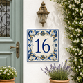 Numero Civico Personalizzato in Ceramica 15x15 cm – Targa Casa in ceramica – Handmade Italy  P18