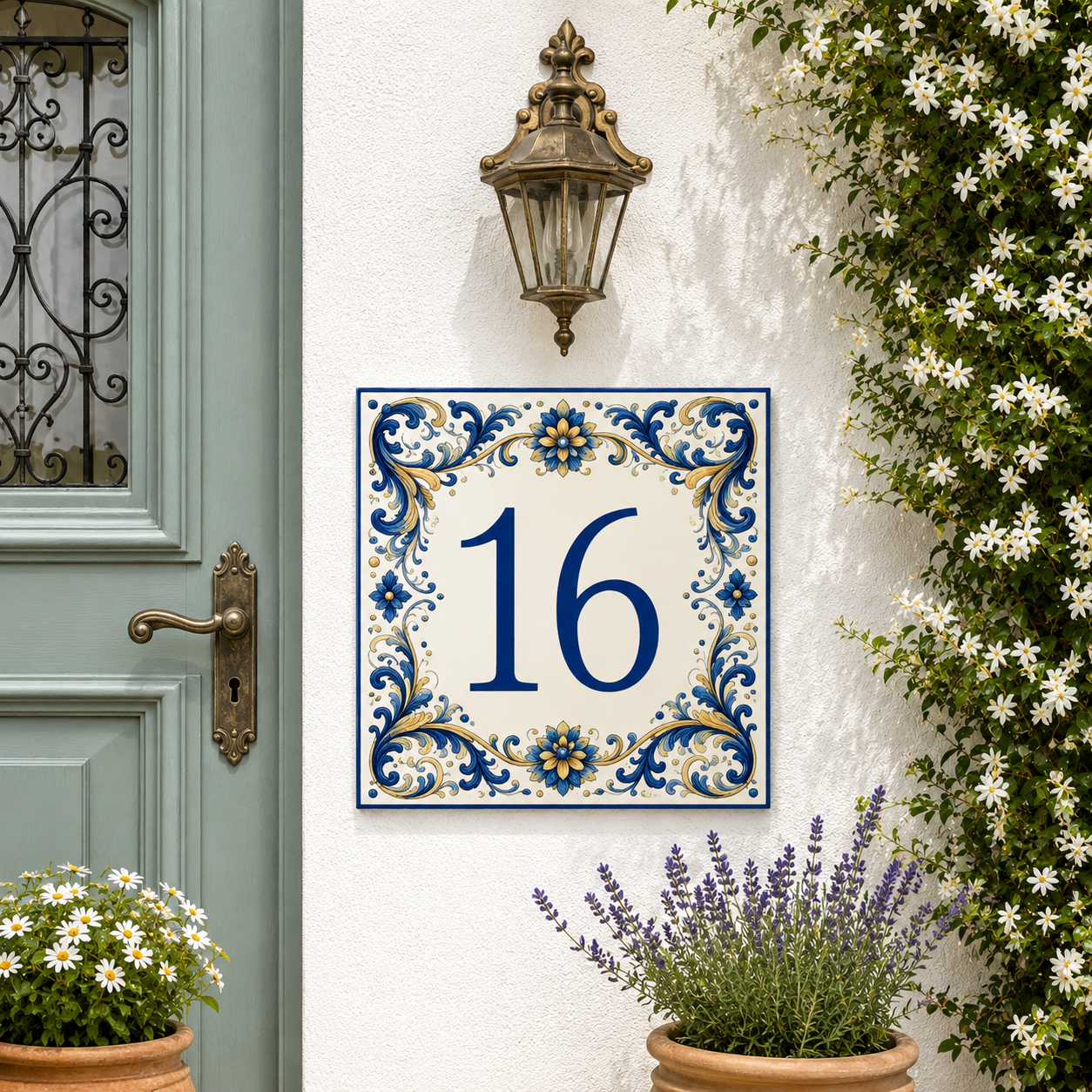 Numero Civico Personalizzato in Ceramica 15x15 cm – Targa Casa in ceramica – Handmade Italy  P18
