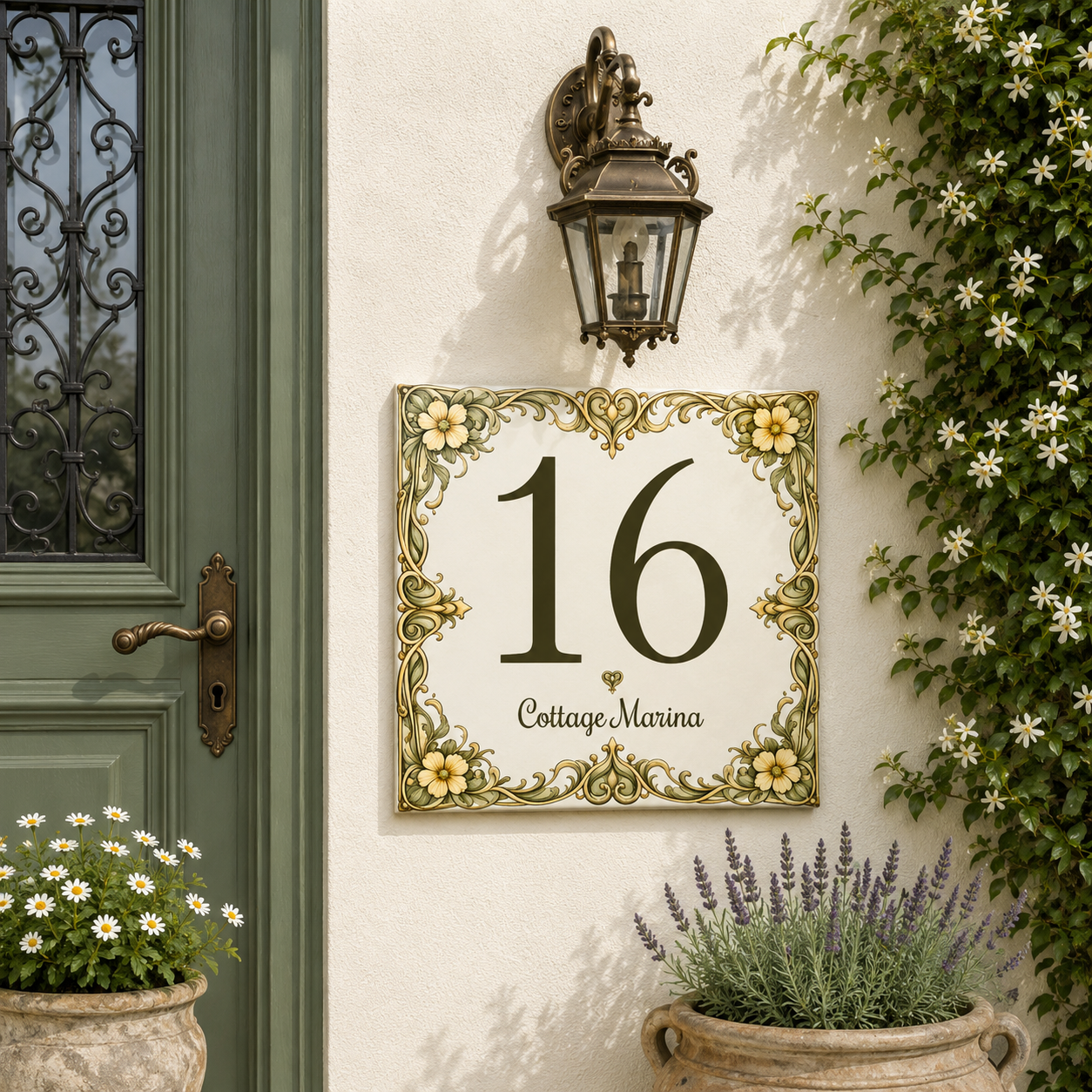 Numero Civico Personalizzato in Ceramica 15x15 cm – Targa Casa in ceramica – Handmade Italy  P19