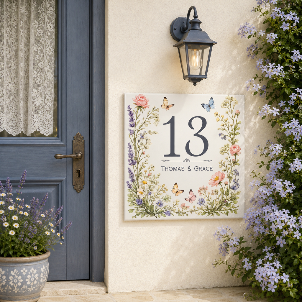 Numero Civico Personalizzato in Ceramica 15x15 cm – Targa Casa in ceramica – Handmade Italy  P21