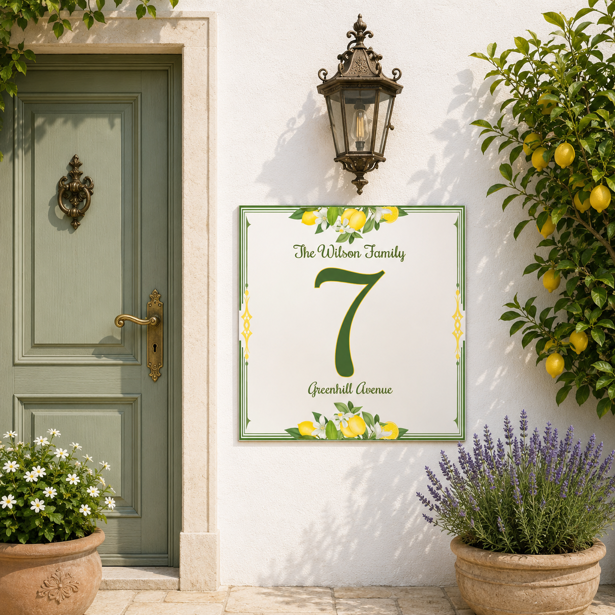 Numero Civico Personalizzato in Ceramica 15x15 cm – Targa Casa in ceramica – Handmade Italy  P22