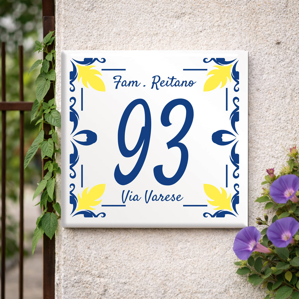 Numero Civico Personalizzato 15x15 cm – numero civico artistico | Targa ingresso | numero civico con indirizzo C17