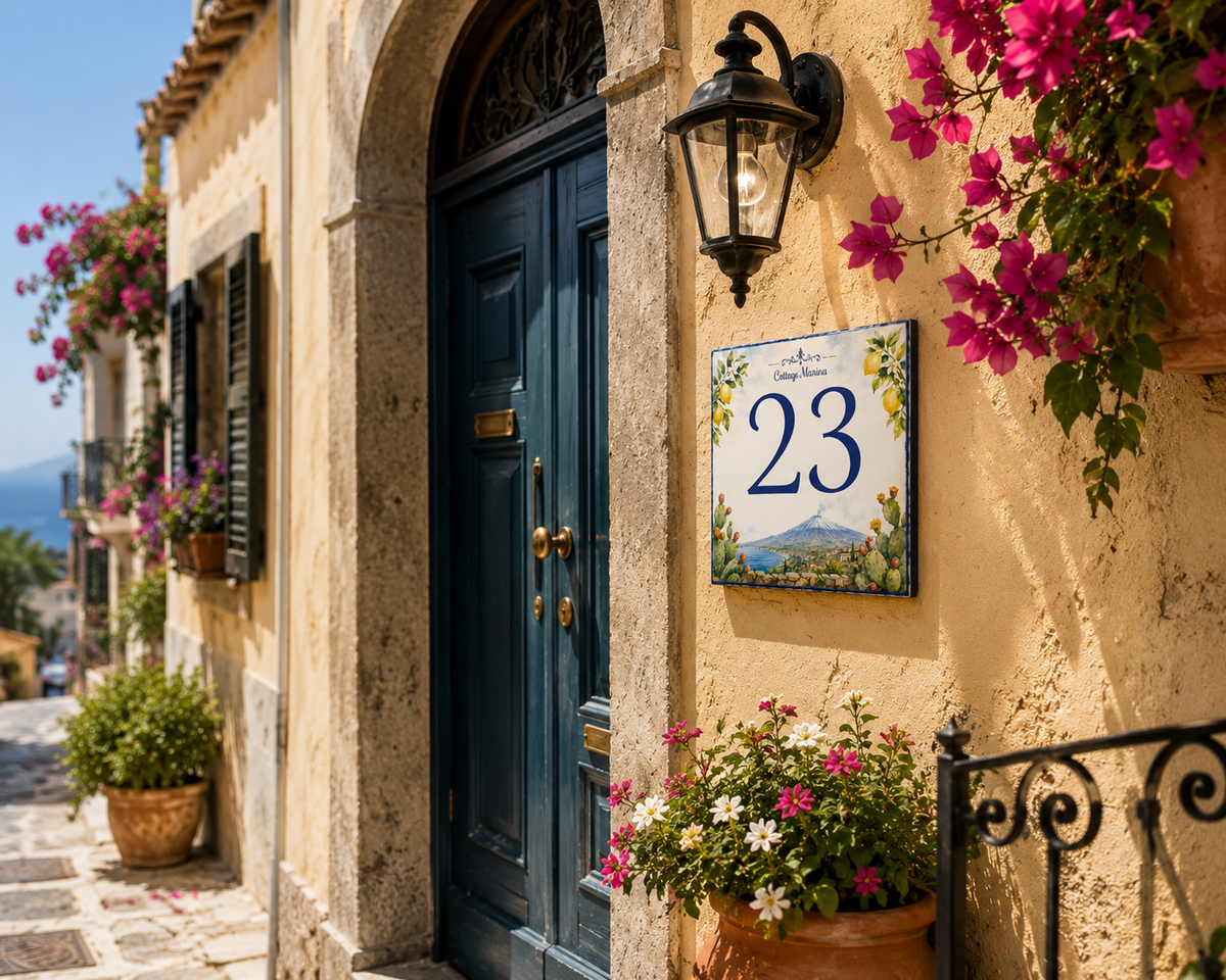 Numero Civico Personalizzato Etna Sicilia – Targa Casa in ceramica – Handmade Italy  P48
