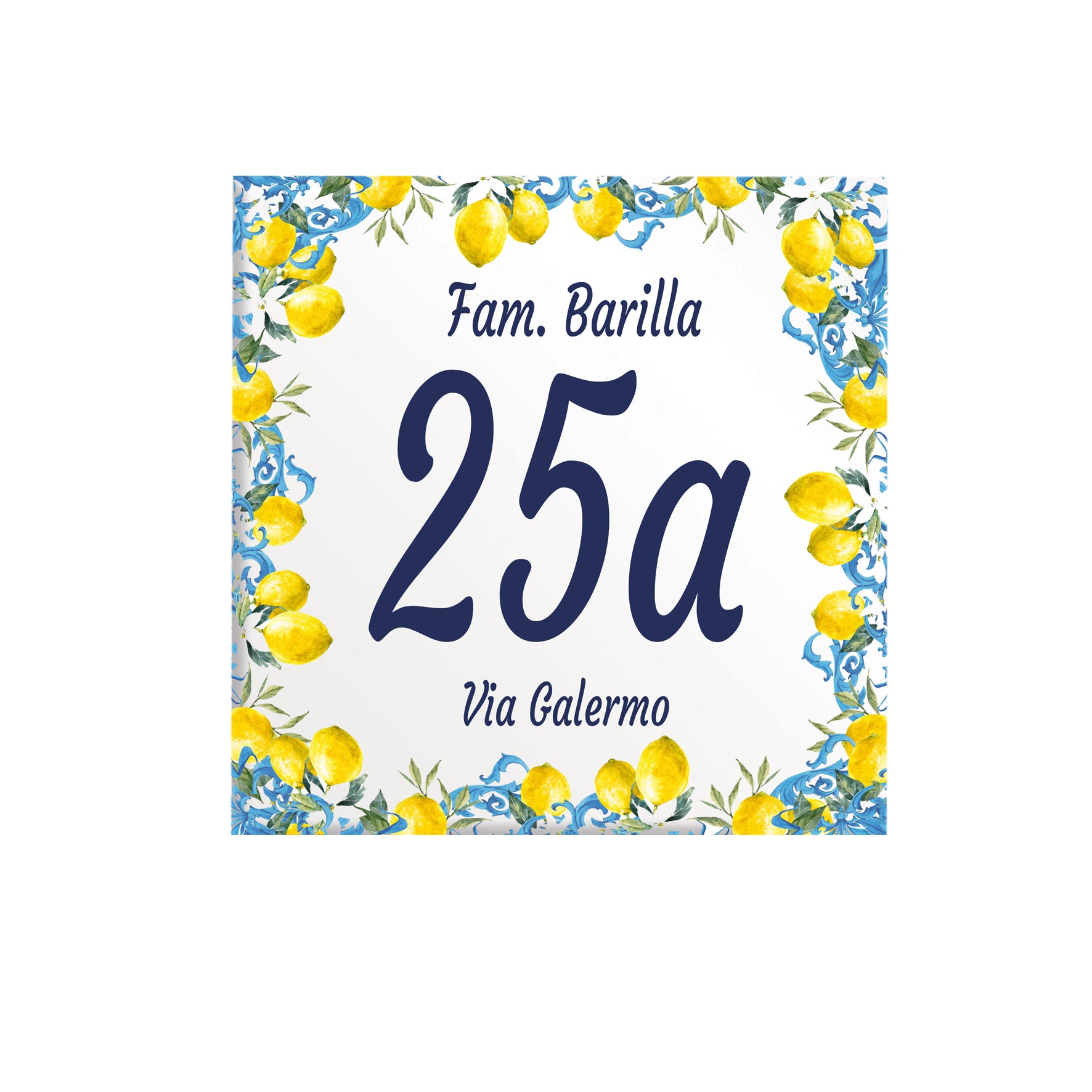 Numero Civico Personalizzato 15x15 cm – numero civico con limoni | Targa ingresso | numero civico con indirizzo C42