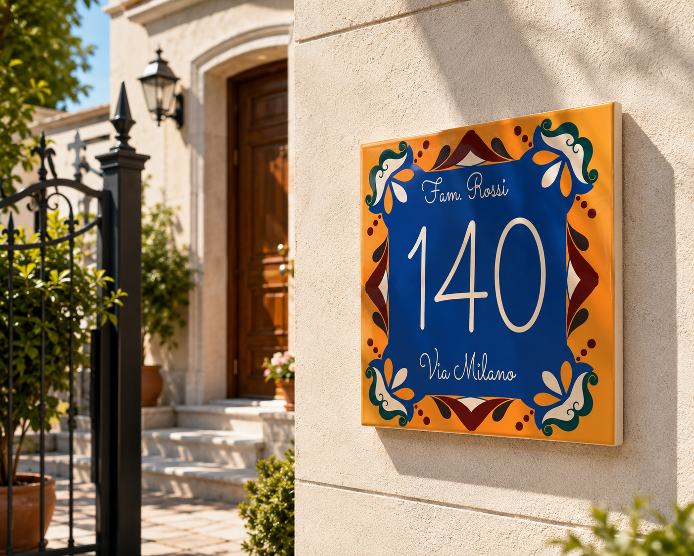 Numero Civico Personalizzato in Ceramica 15x15 cm – Targa Casa in ceramica – Handmade Italy  P16