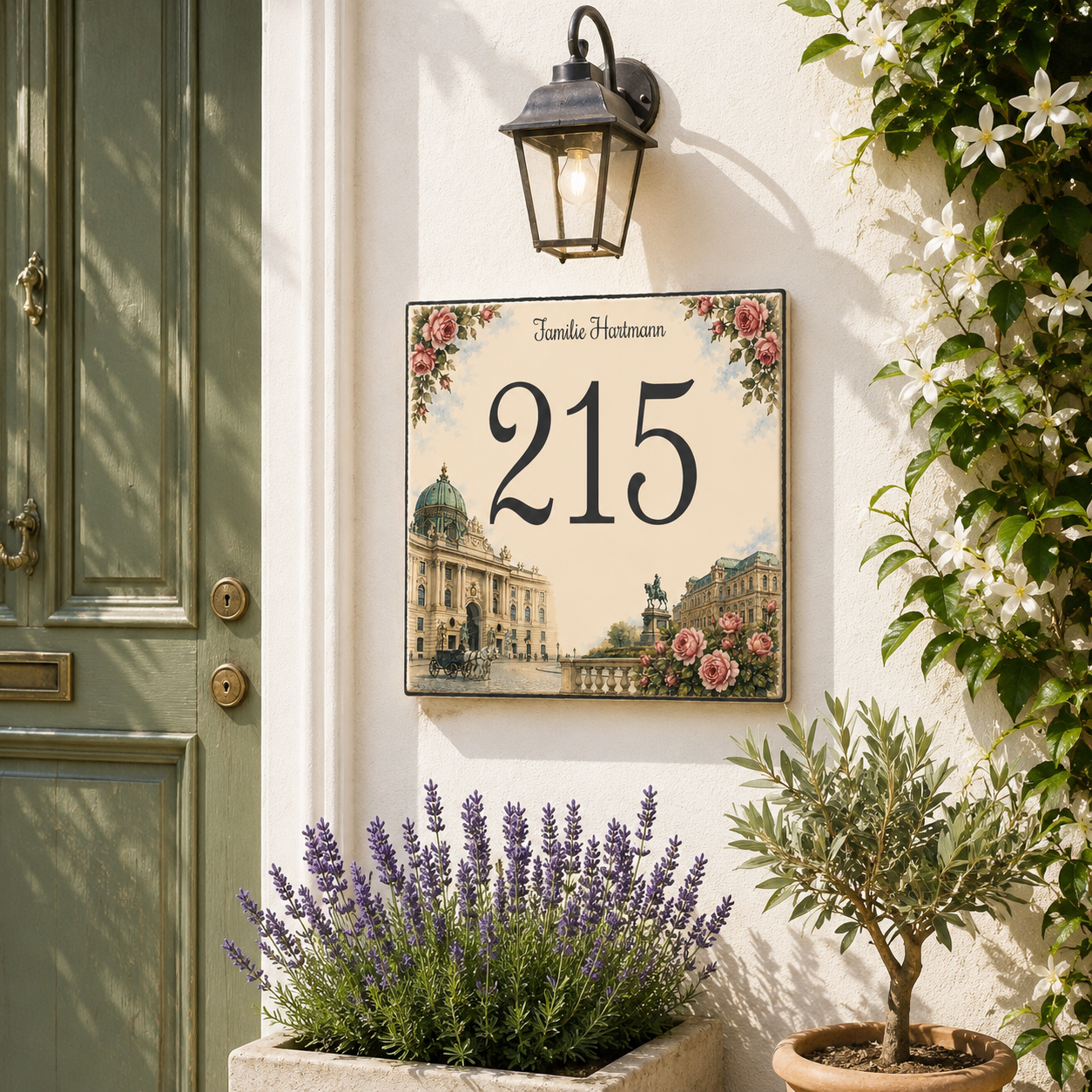 Numero Civico Personalizzato Vienna 15x15 cm – Targa Casa in ceramica – Handmade Italy  P59