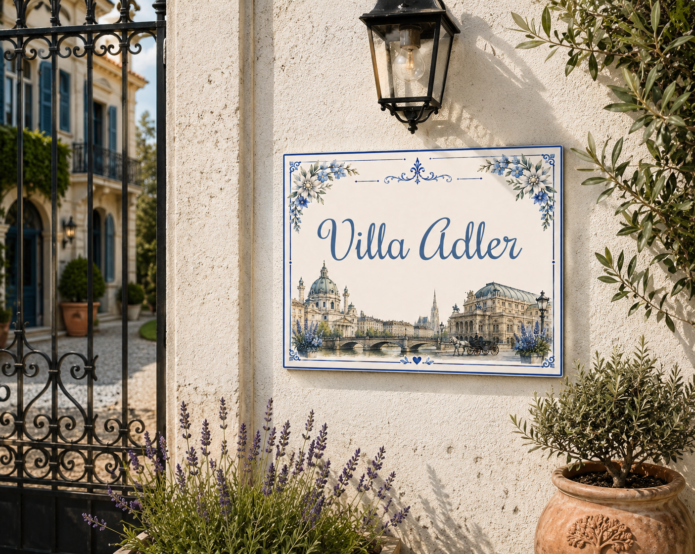 Numero Civico e Nome Villa Personalizzato su Ceramica Austria – Targa Casa Handmade Italy 20x25 cm S15