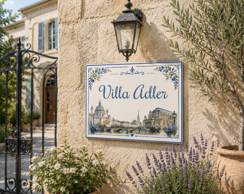 Numero Civico e Nome Villa Personalizzato su Ceramica Austria – Targa Casa Handmade Italy 20x25 cm S15