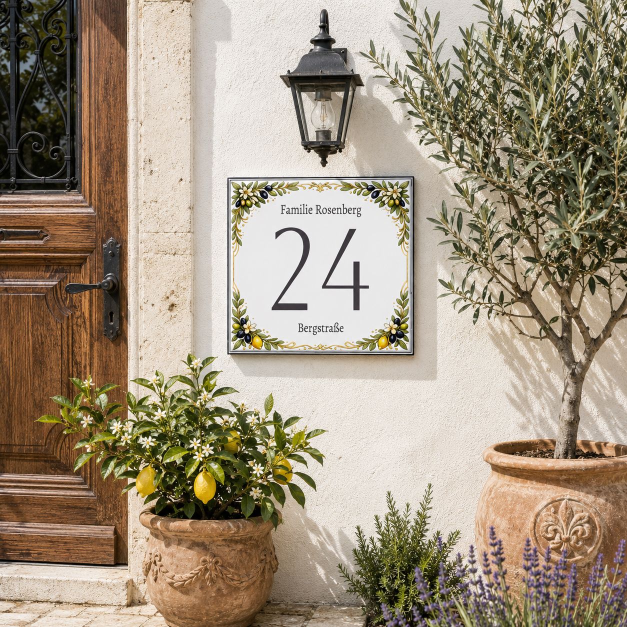 Numero Civico Personalizzato 15x15 cm – Targa Casa in ceramica – Handmade Italy P81