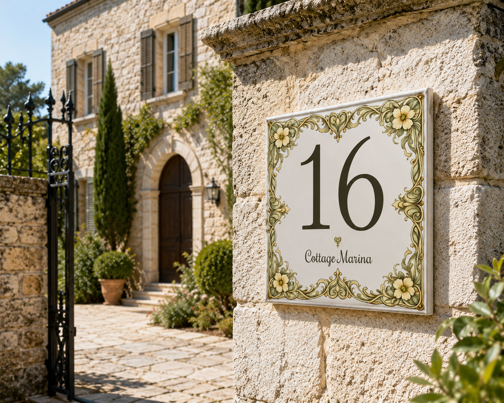 Numero Civico Personalizzato in Ceramica 15x15 cm – Targa Casa in ceramica – Handmade Italy  P19