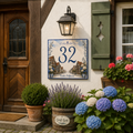Numero Civico Personalizzato Germania case a traliccio 15x15 cm – Targa Casa in ceramica – Handmade Italy  P46