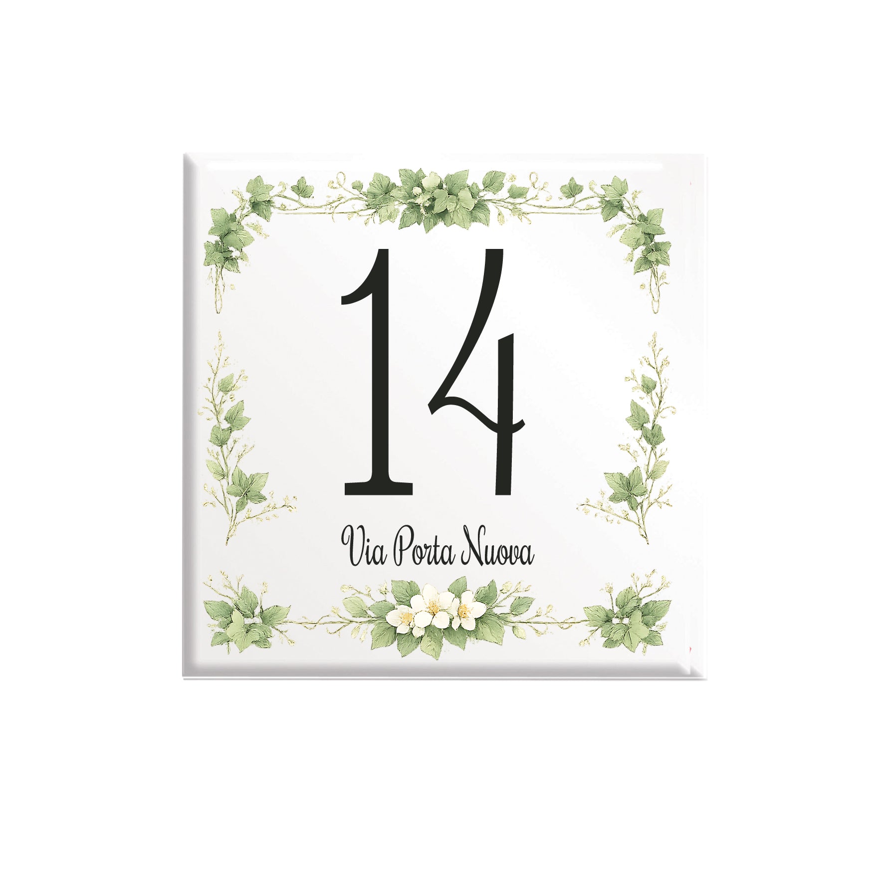 Numero Civico Personalizzato 15x15 cm – numero civico con fiori | Targa ingresso | numero civico con indirizzo C61
