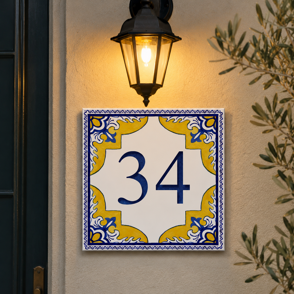 Numero Civico Personalizzato in Ceramica 15x15 cm – Targa Casa in ceramica – Handmade Italy  P26