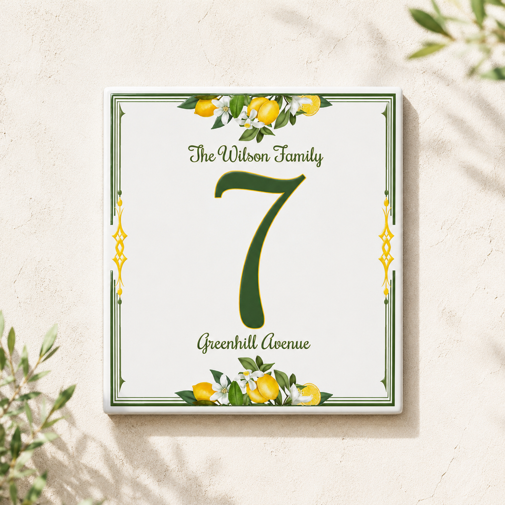 Numero Civico Personalizzato in Ceramica 15x15 cm – Targa Casa in ceramica – Handmade Italy  P22