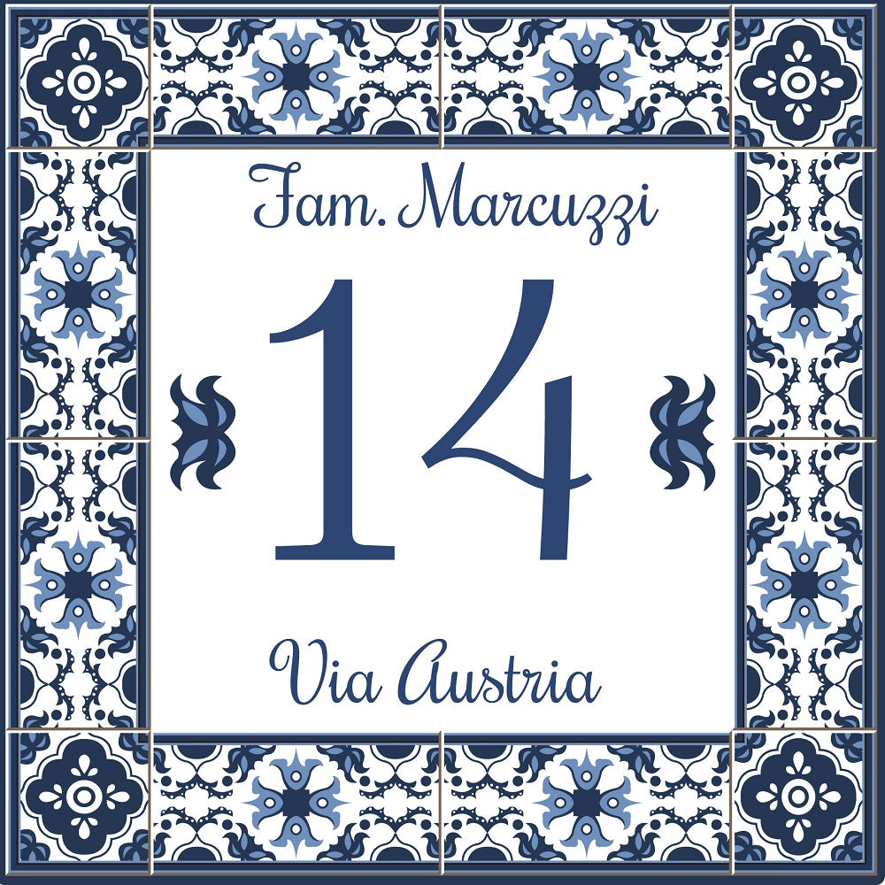 Numero Civico Personalizzato in Ceramica 15x15 cm – Targa Casa in ceramica – Handmade Italy  P32