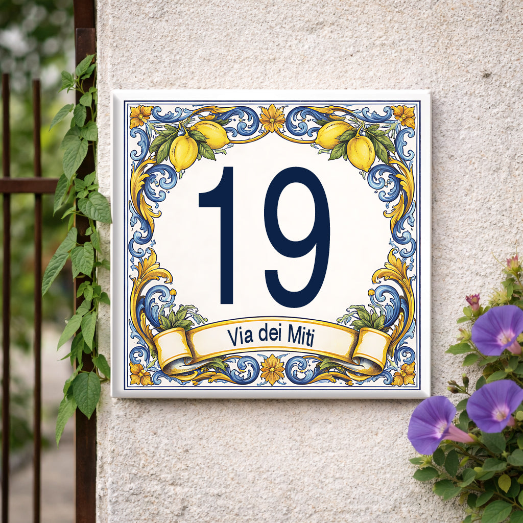 Numero Civico Personalizzato in Ceramica 15x15 cm – Targa Casa in ceramica – Handmade Italy  P6