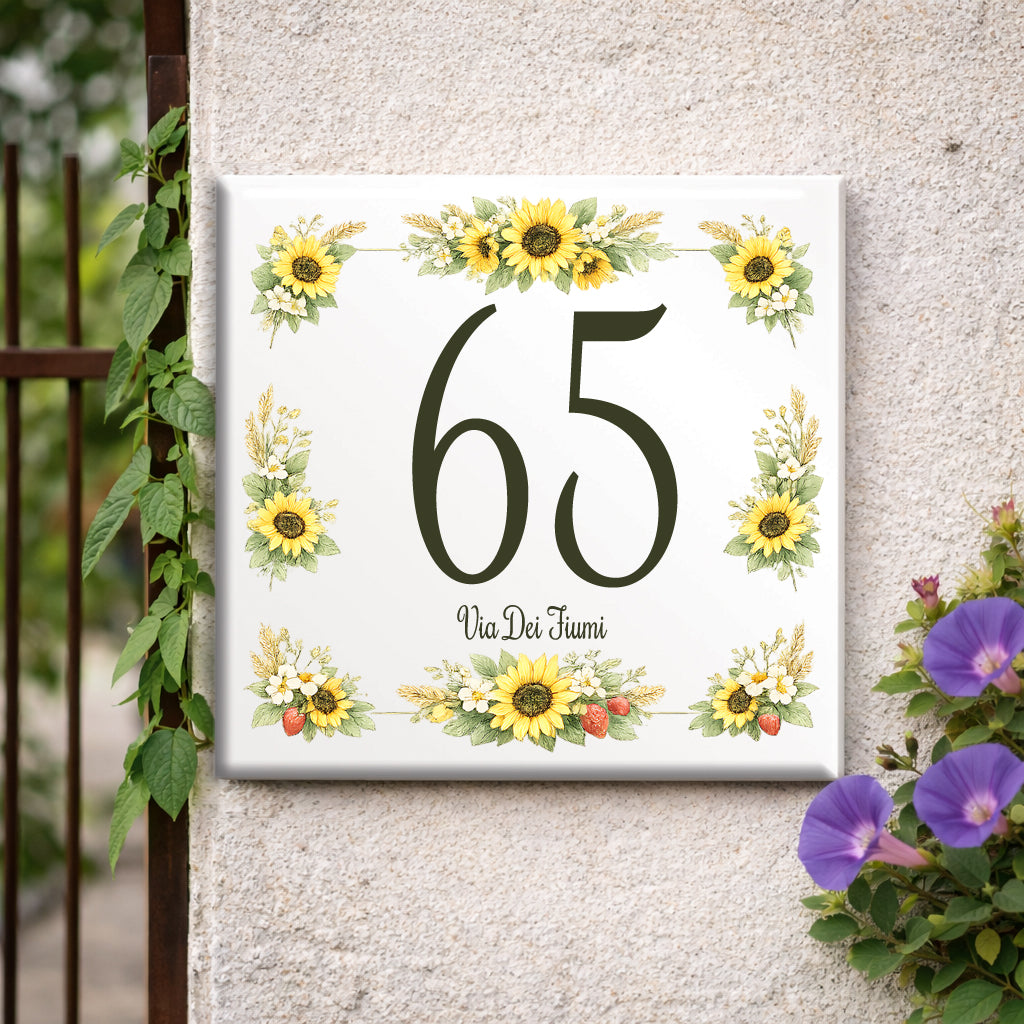 Numero Civico Personalizzato in Ceramica 15x15 cm – Targa Casa in ceramica – Handmade Italy  P5