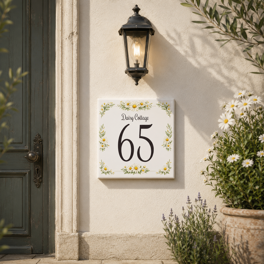 Numero Civico Personalizzato in Ceramica 15x15 cm – Targa Casa in ceramica – Handmade Italy  P34