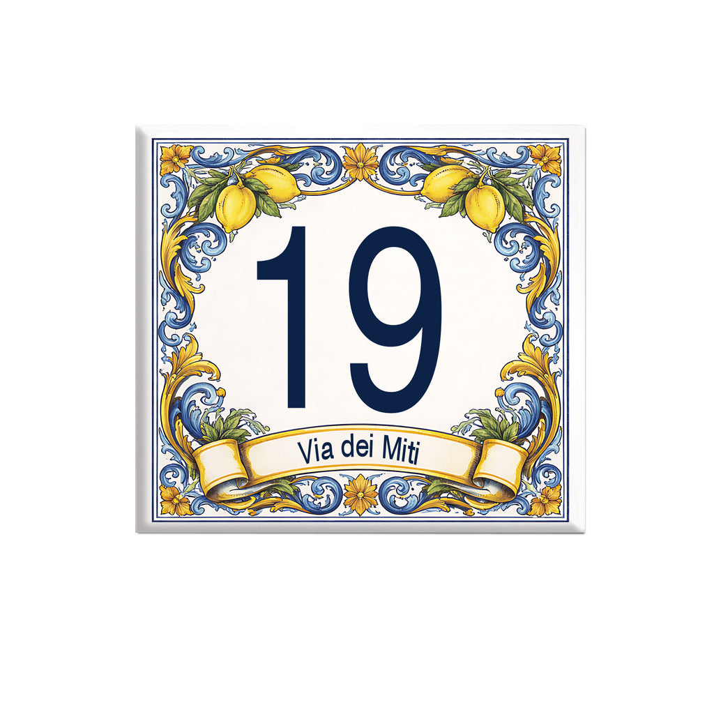 Numero Civico Personalizzato in Ceramica 15x15 cm – Targa Casa in ceramica – Handmade Italy  P6