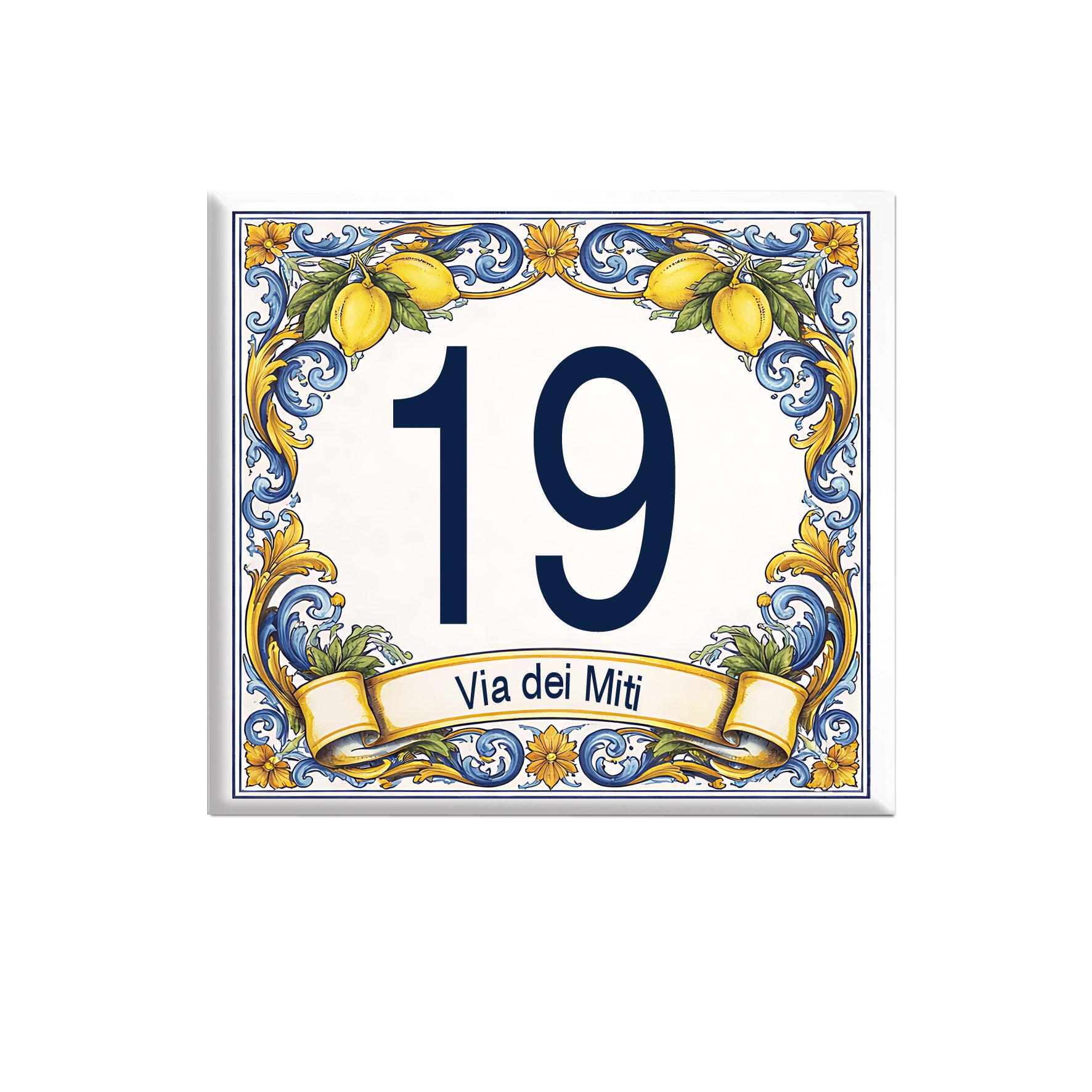 Numero Civico Personalizzato in Ceramica 15x15 cm – Targa Casa in ceramica – Handmade Italy  P6