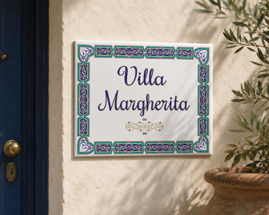 Targa Villa Personalizzata in Ceramica 20x25 cm – Nome Casa o Villa – Handmade in Italy S1