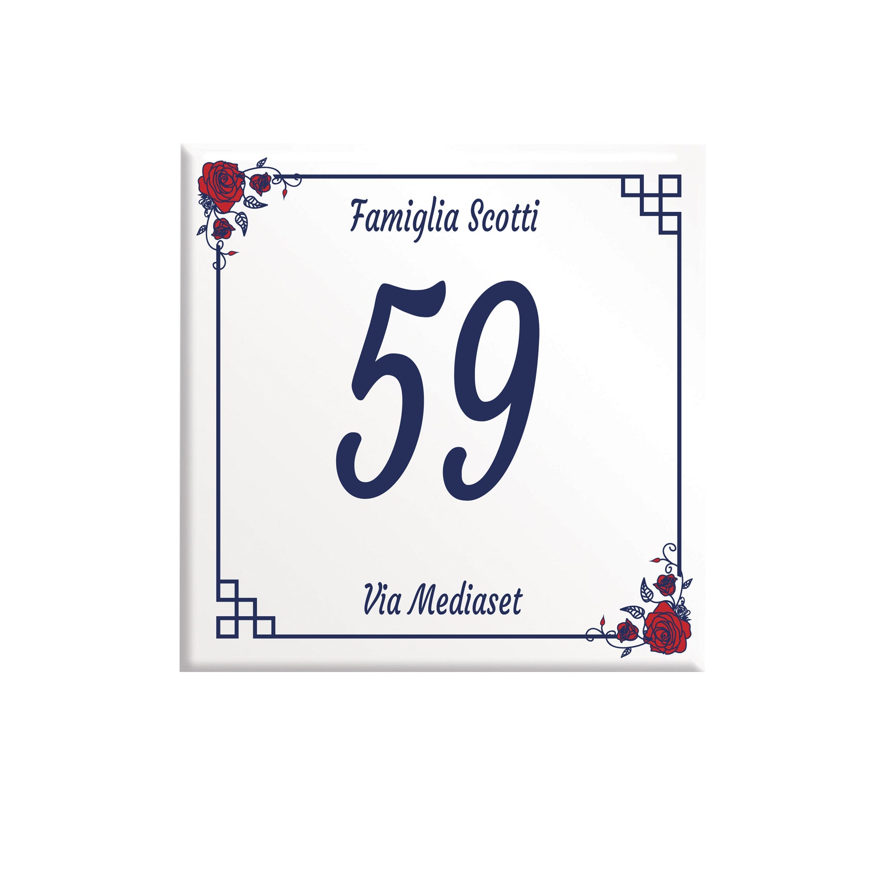 Numero Civico Personalizzato 15x15 cm – numero civico con rose | Targa ingresso | numero civico con indirizzo C31