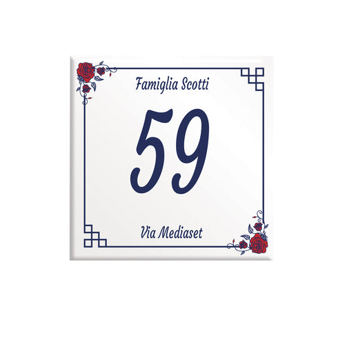 Numero Civico Personalizzato in Ceramica 15x15 cm – Targa Casa in ceramica – Handmade Italy  P11