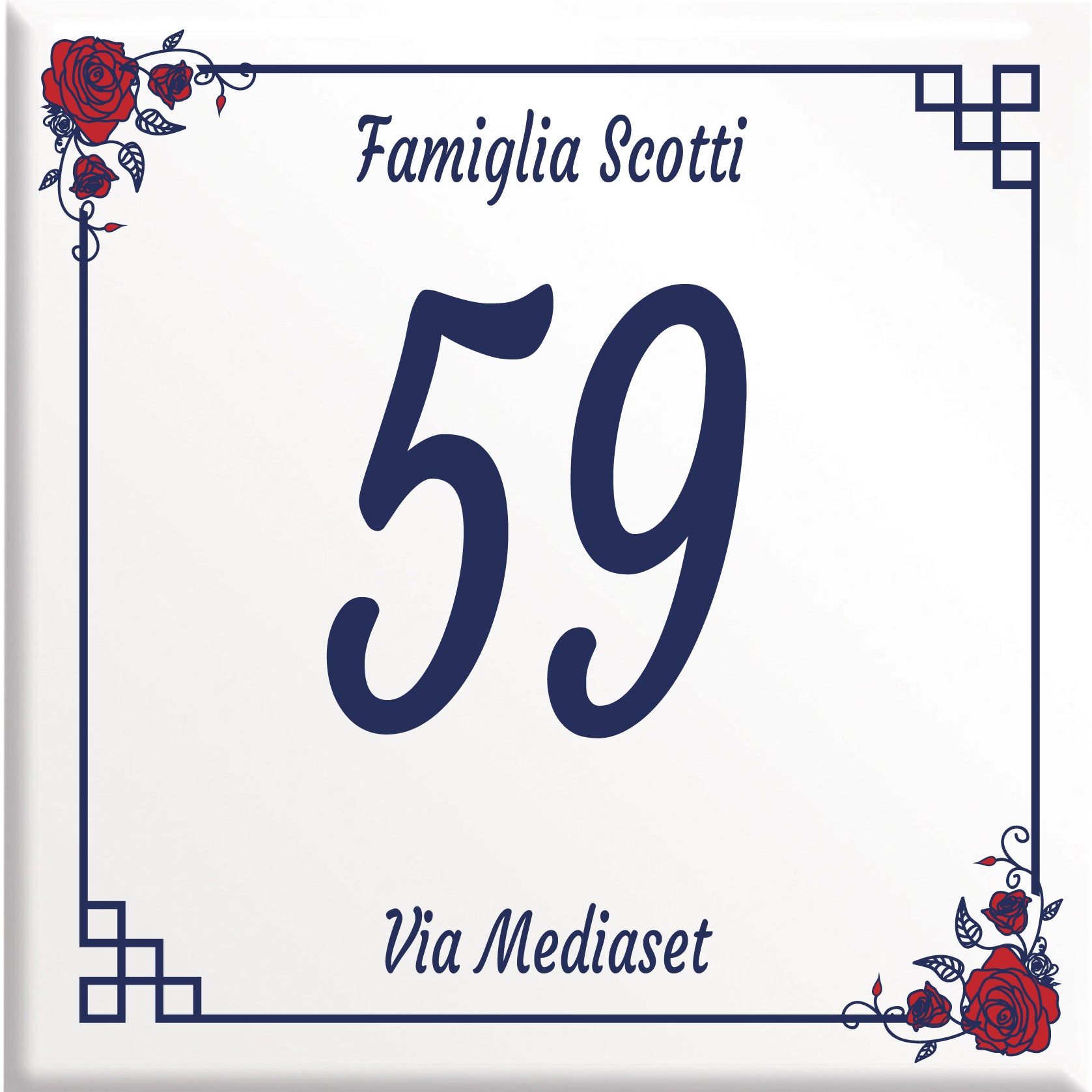 Numero Civico Personalizzato in Ceramica 15x15 cm – Targa Casa in ceramica – Handmade Italy  P11