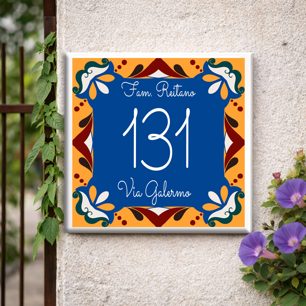 Numero Civico Personalizzato 15x15 cm – numero civico barocco | Targa ingresso | numero civico con indirizzo C28