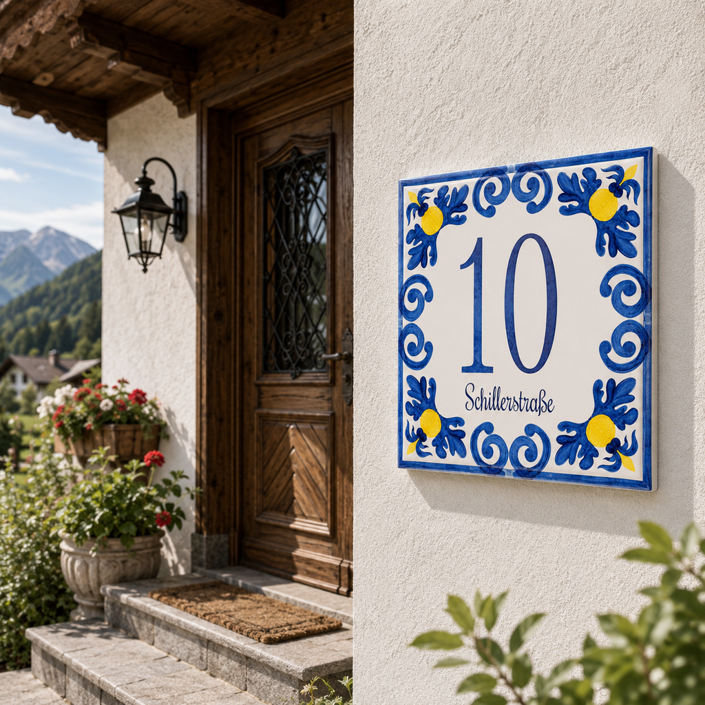 Numero Civico Personalizzato in Ceramica 15x15 cm – Targa Casa in ceramica – Handmade Italy  P10
