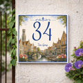 Numero Civico Personalizzato Bruges Belgio – Targa Ceramica con Paesaggio