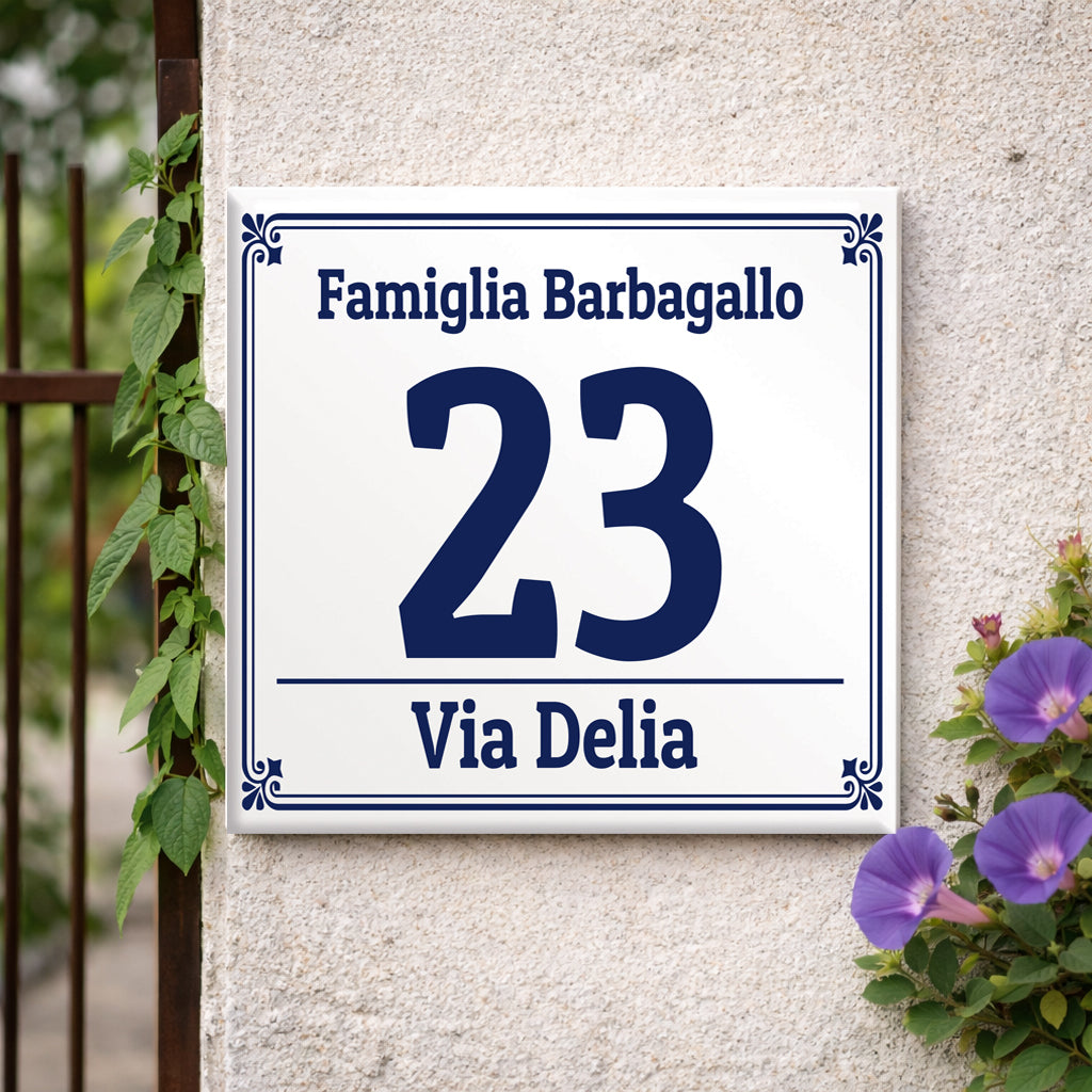 Numero Civico Personalizzato 15x15 cm – numero civico classico | Targa ingresso | numero civico con indirizzo C11