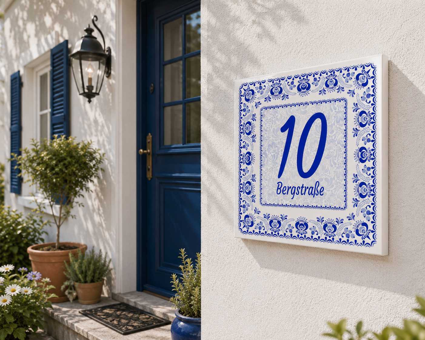 Numero Civico Personalizzato in Ceramica 15x15 cm – Targa Casa in ceramica – Handmade Italy  P12