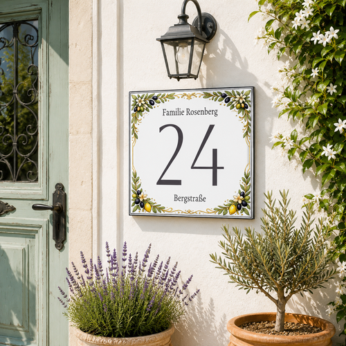 Numero Civico Personalizzato 15x15 cm – Targa Casa in ceramica – Handmade Italy P81