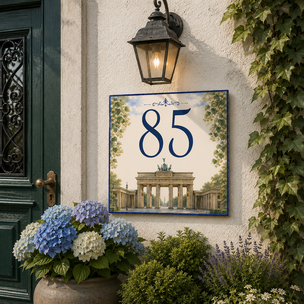 Numero Civico Personalizzato Brandeburgo Berlino 15x15 cm – Targa Casa in ceramica – Handmade Italy  P52