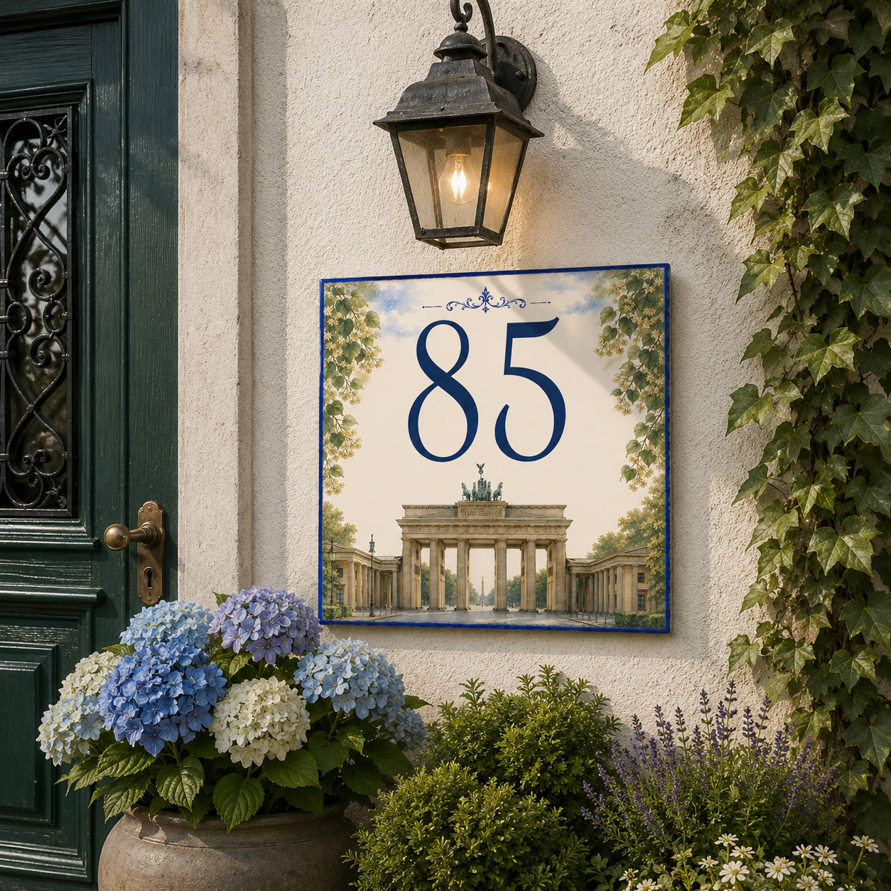 Numero Civico Personalizzato Brandeburgo Berlino 15x15 cm – Targa Casa in ceramica – Handmade Italy  P52