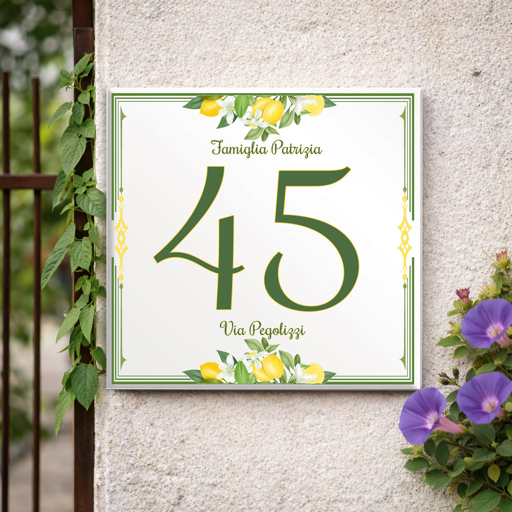 Numero Civico Personalizzato in Ceramica 15x15 cm – Targa Casa in ceramica – Handmade Italy  P9