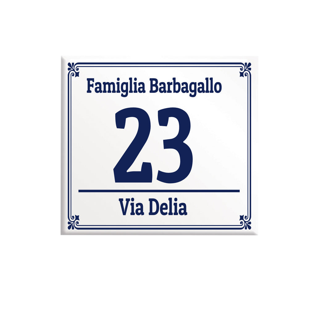Numero Civico Personalizzato in Ceramica 15x15 cm – Targa Casa in ceramica – Handmade Italy  P37