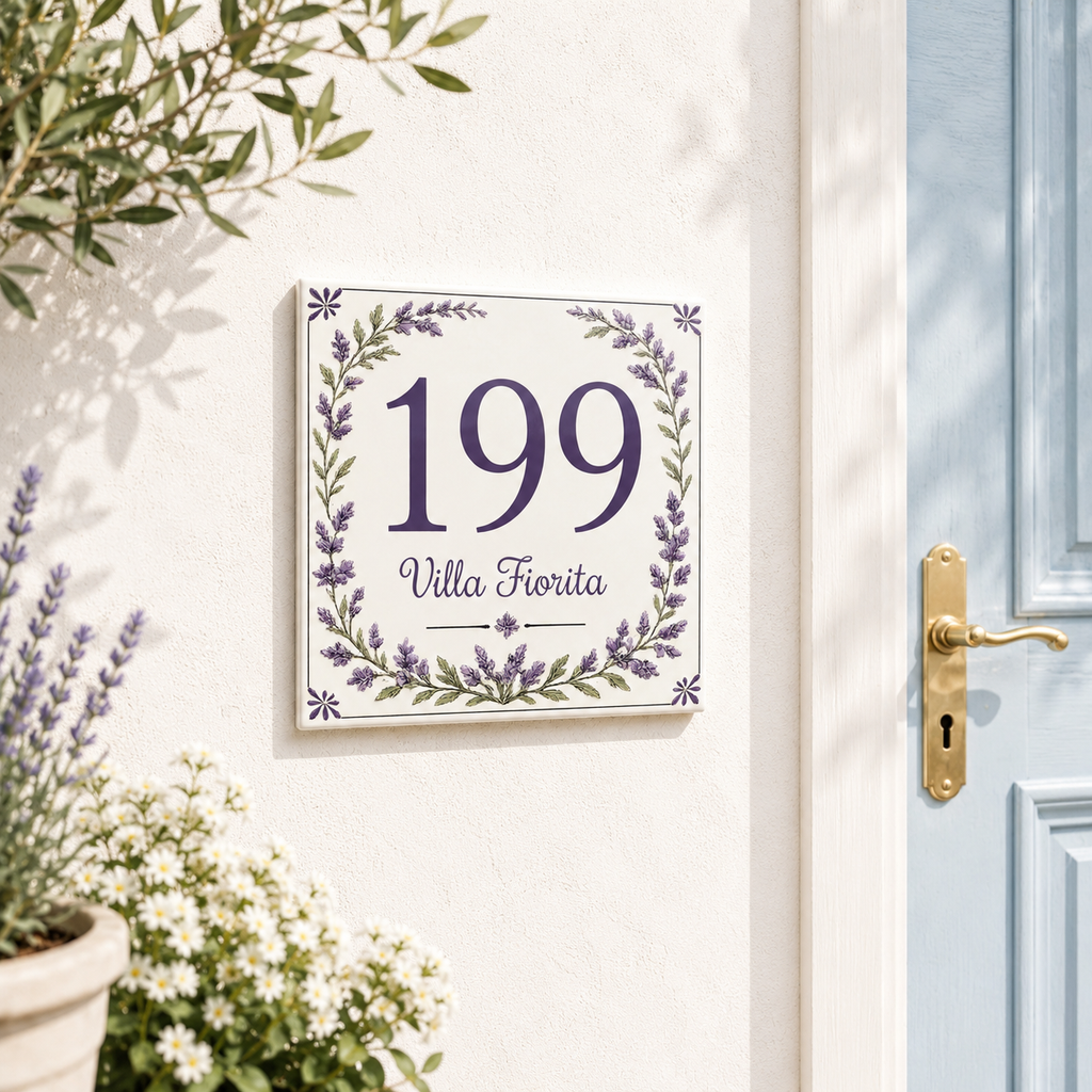 Numero Civico Personalizzato in Ceramica 15x15 cm – Targa Casa in ceramica – Handmade Italy  P23