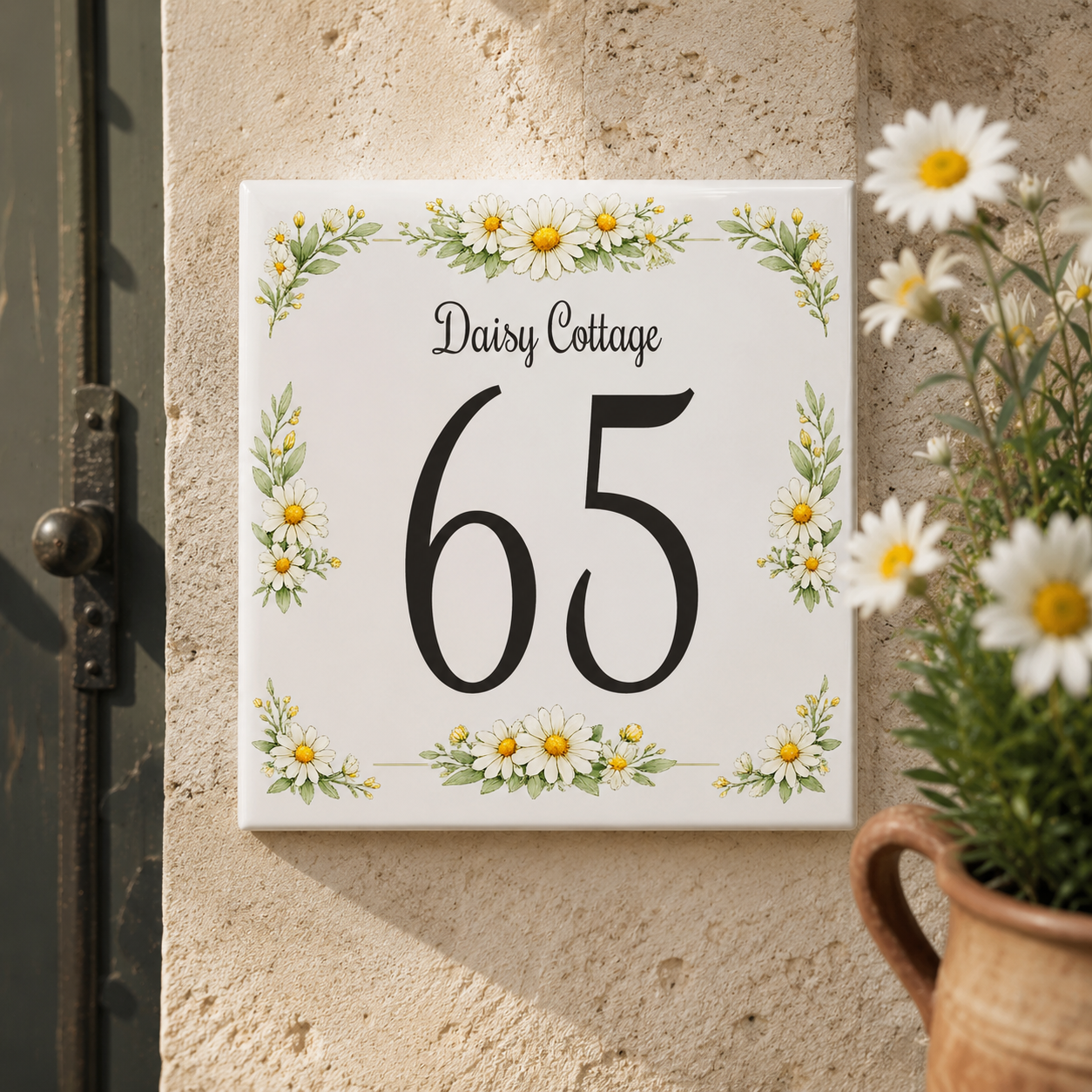 Numero Civico Personalizzato in Ceramica 15x15 cm – Targa Casa in ceramica – Handmade Italy  P34