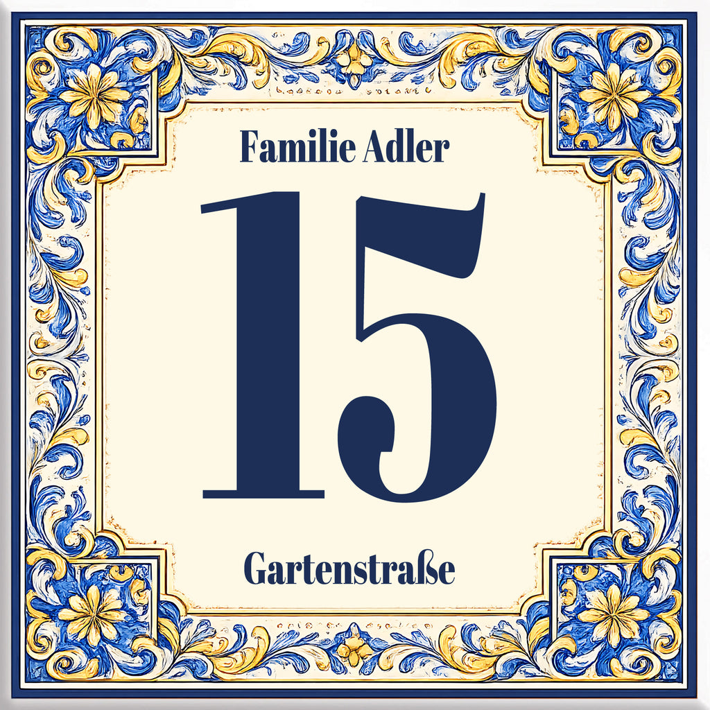 Numero Civico Personalizzato 15x15 cm – Targa Casa in ceramica – Handmade Italy P75