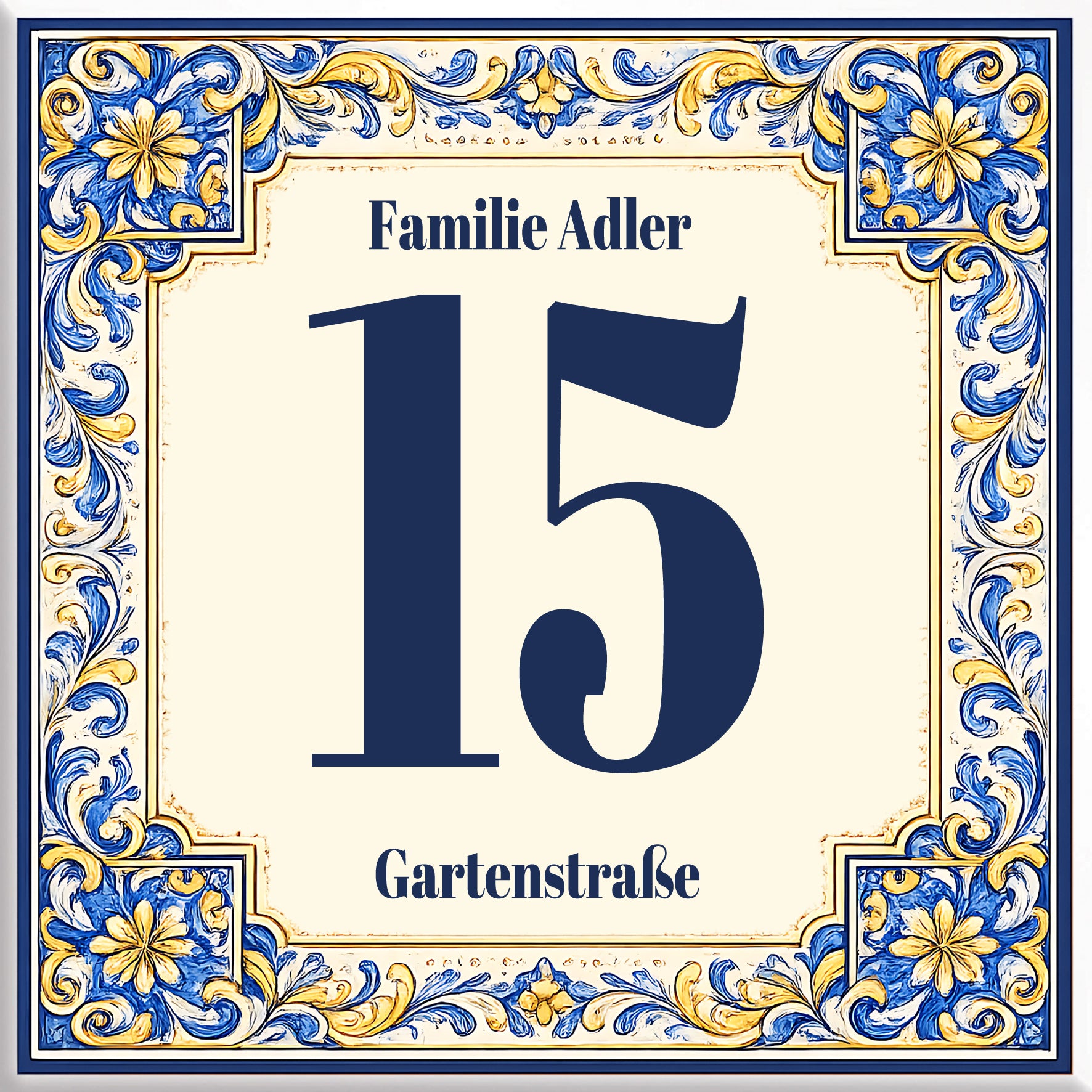 Numero Civico Personalizzato 15x15 cm – Targa Casa in ceramica – Handmade Italy P75