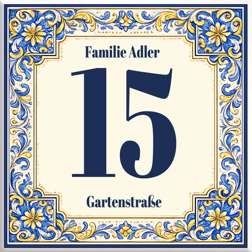 Numero Civico Personalizzato 15x15 cm – Targa Casa in ceramica – Handmade Italy P75